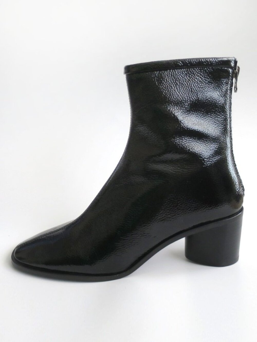 L’Intervalle Black Patent Leather Ankle Boots Size 39